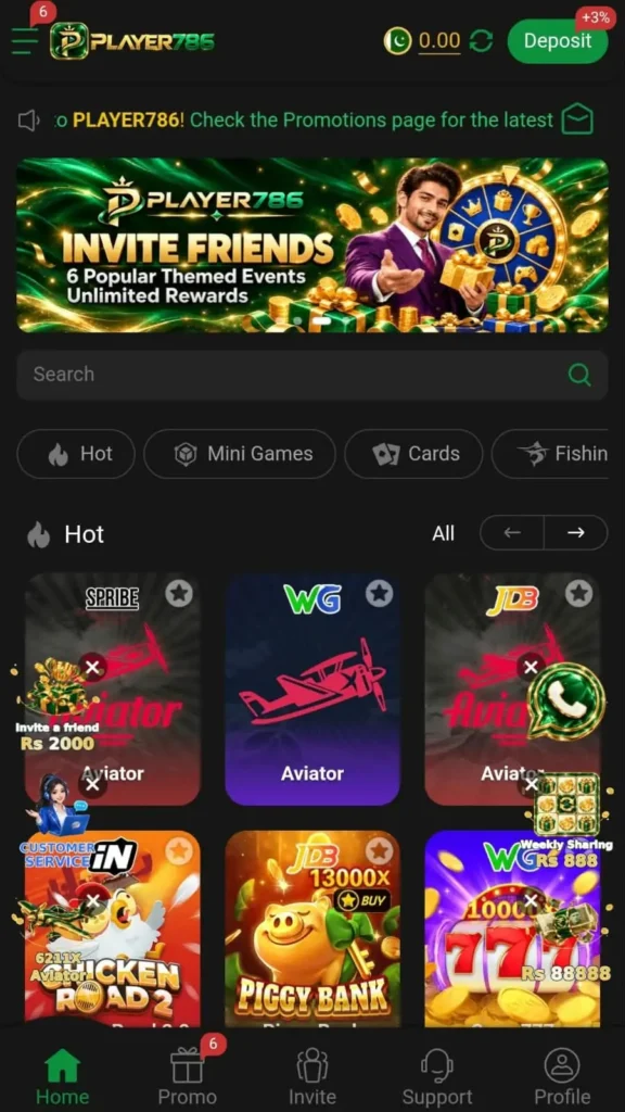 Player786 game interface