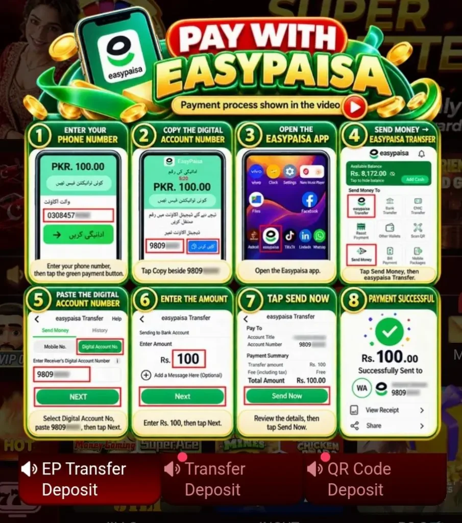 EK77 Deposit methods