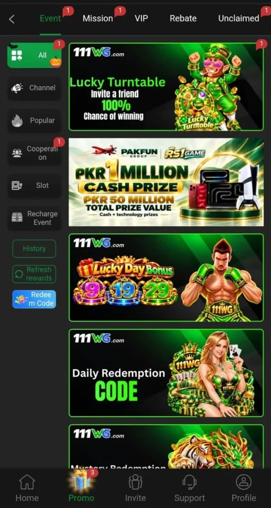 111wg bonuses and rewards